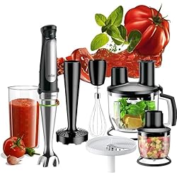 Braun Batidora De Mano Multiquick 7 Braun Minipimer 7 MQ7087X - Batidora de Mano de 1000W, Minipicadora de 350ml, Pasapuré, Varillas, Procesador de Alimentos con 3 Funciones, Vaso de 600ml, Velocidad Automática, Tecnología ActiveBlade