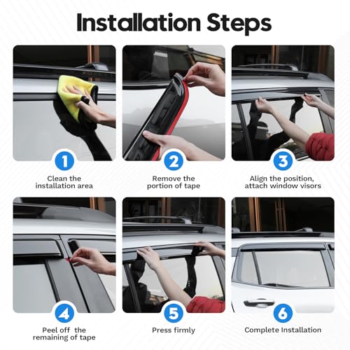 Image of RAV4 Rain Guards - Window Visors for Toyota RAV4 2019-2025, Out-Channel Side Window Rain Guards for RAV4 Accessories, 6PCS, Black, Car Accessories
