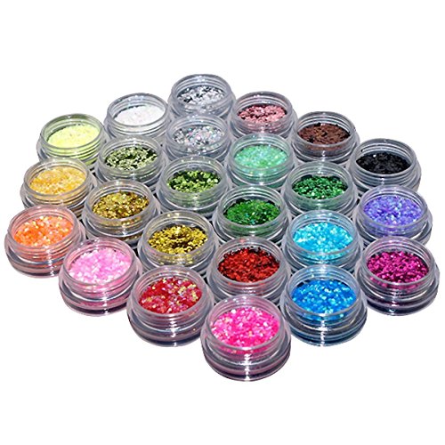 24-Töpfe Wein Glas & Nail Art Glitter Paillette Staub Puder Papier Handy Schutzhülle Stoff Decor Leinwand DIY Zeichnen…
