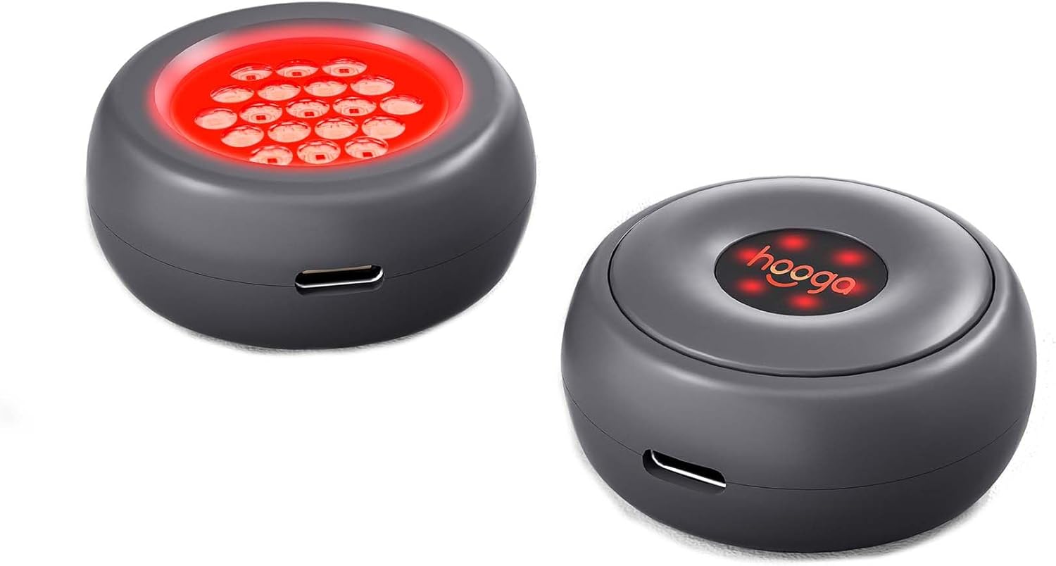 Hooga Red Light Therapy, Stick On Near Infrared Light Therapy Device. High Powered Portable LEDs for Pain Relief, Muscle Recovery and Joints. 19 LEDs. Battery Powered. Rechargeable.