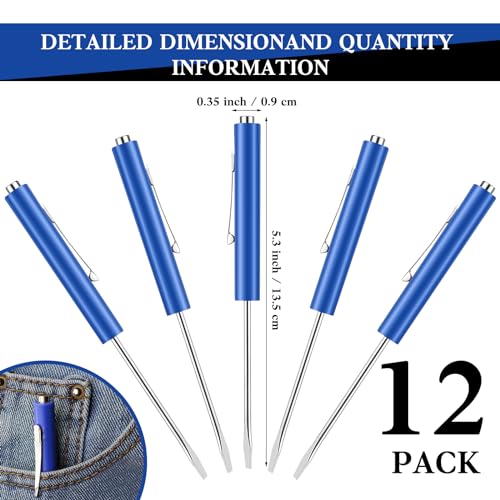 Image of 12 Pieces Pocket Screwdriver Mini Tops And magnetic pocket screwdriver with A Single Blade Head for Mechanical, Electrician (blue)