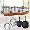 Creproly Hanging Pot Rack Pot Hangers for Kitchen Ceiling Multi-Purpose Wood and Metal Pot and Pan Organizer Ceiling Mounted with 12 Hooks for Home Restaurant Cookware Utensils Household Organization