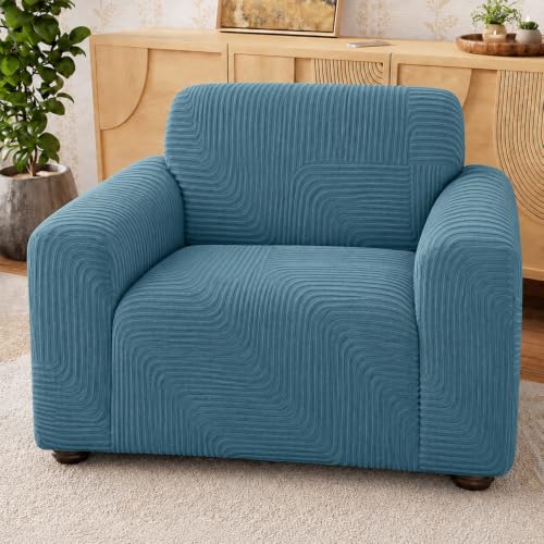 Image of House of Quirk Dazz Series One Seater Jacquard Sofa Cover - Blue