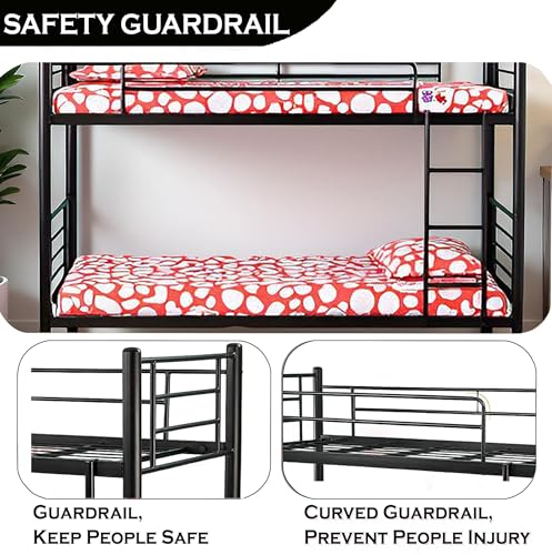 Image of Spacecrafts Convertible Bunker Cot 1+1 | Twin Metal Bunk Bed Frame with Ladder | Metal | Space-Saving Design | Sturdy Guardrails | Frame only | Mattress Not Included (Size: L:202, W:84, H:167 CM)
