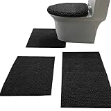 Madeals Bath Rug Set 4 Piece with Toilet Lid Cover and Rug Set Combo, Soft Shaggy Bath Rug Set 3 Pie