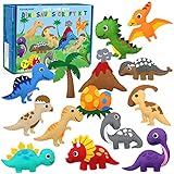 CiyvoLyeen Dinosaur Sewing Craft Kit DIY Kids Craft and Sew Set for Girls and Boys Educational Beginners Sewing Stuffed Animal Felt Plush Ornaments Set of 14
