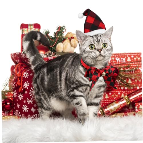 Disfraz navideño para mascotas con gorro y pajarita miniatura 4