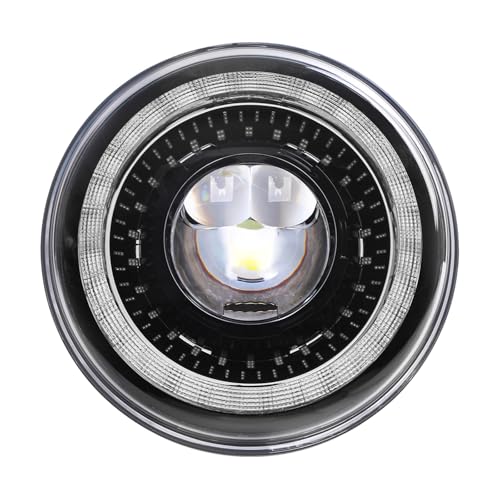 Phare LED 7 pouces moto H4 optique avant de remplacement Angel Eyes DRL noir pour Jeep