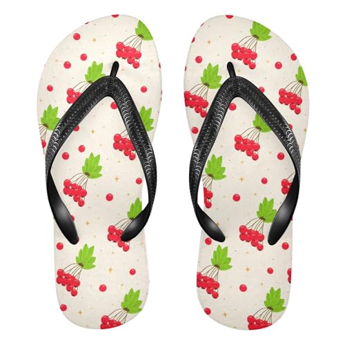Burbuja Red Berries Flip Flops for Women Men, Soft Thong Sandals Rubber Slippers for Pool Beach Essentials