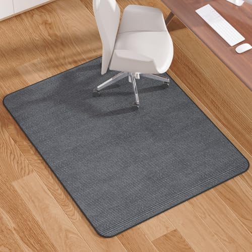 Blvornl Office Chair Mat for Hardwood Floor and Low Pile Carpet, 120 x 152 cm Corduroy Surface Desk Rolling Chair Mat for Hard Floors, Heavy Duty Carpeted Floor Protector Rug for Home, Dark Grey