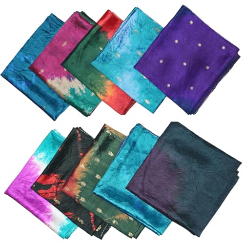 Exquisite Recycled Sari Silk Hand Dyed Scarfes | Sustainable, Cultural, and Stylish Blend | 40" x 40" | Ideal Gift for Her (Pack of 3)2