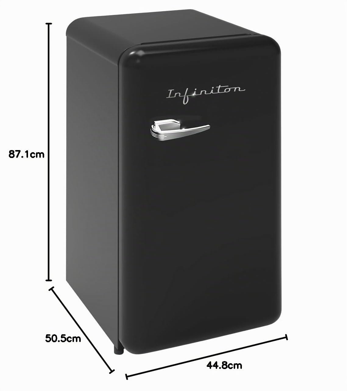 INFINITON Frigorifico Cooler CL-V90L8NEA, 91 l, E, 87 cm, Acabado Vintage, Negro