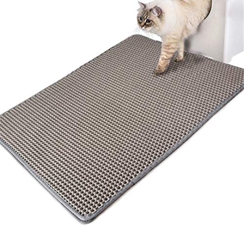 Authda Alfombra Gatos Arenero y Gato Juguete Interactivo,Doble Capa Suelo eva Gato Alfombrilla,Impermeable Alfombrilla para Gatos arenero,Alfombra Caja de Arena Gatos