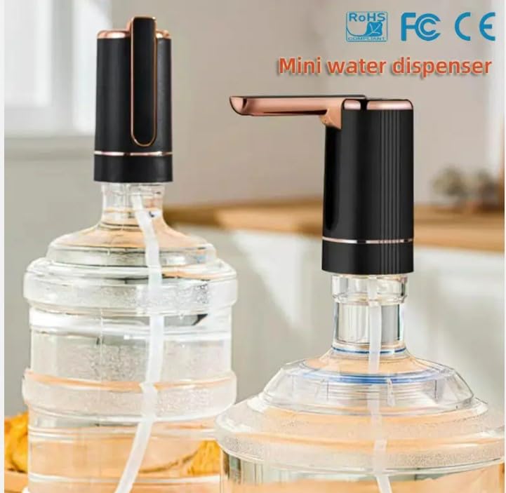 Image of Automatic Water Dispenser Pump for 20 Litre Bottle | Portable USB Rechargeable Water Dispenser Pump for Travel,Office, Home(Color-Golden Black)