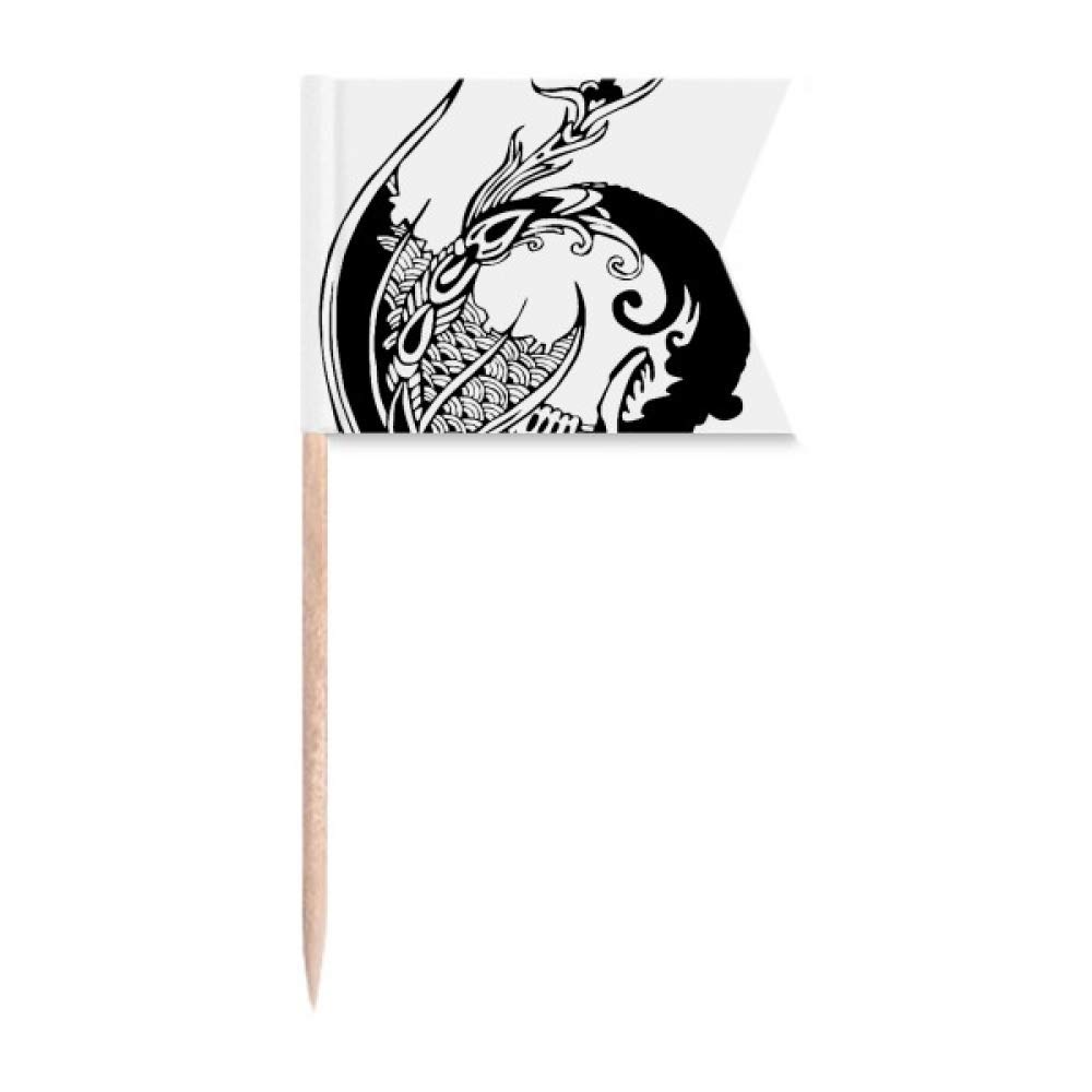 Drapeaux de peinture de dragon chinoise pour buffet de fête et étiquetage de gâteau