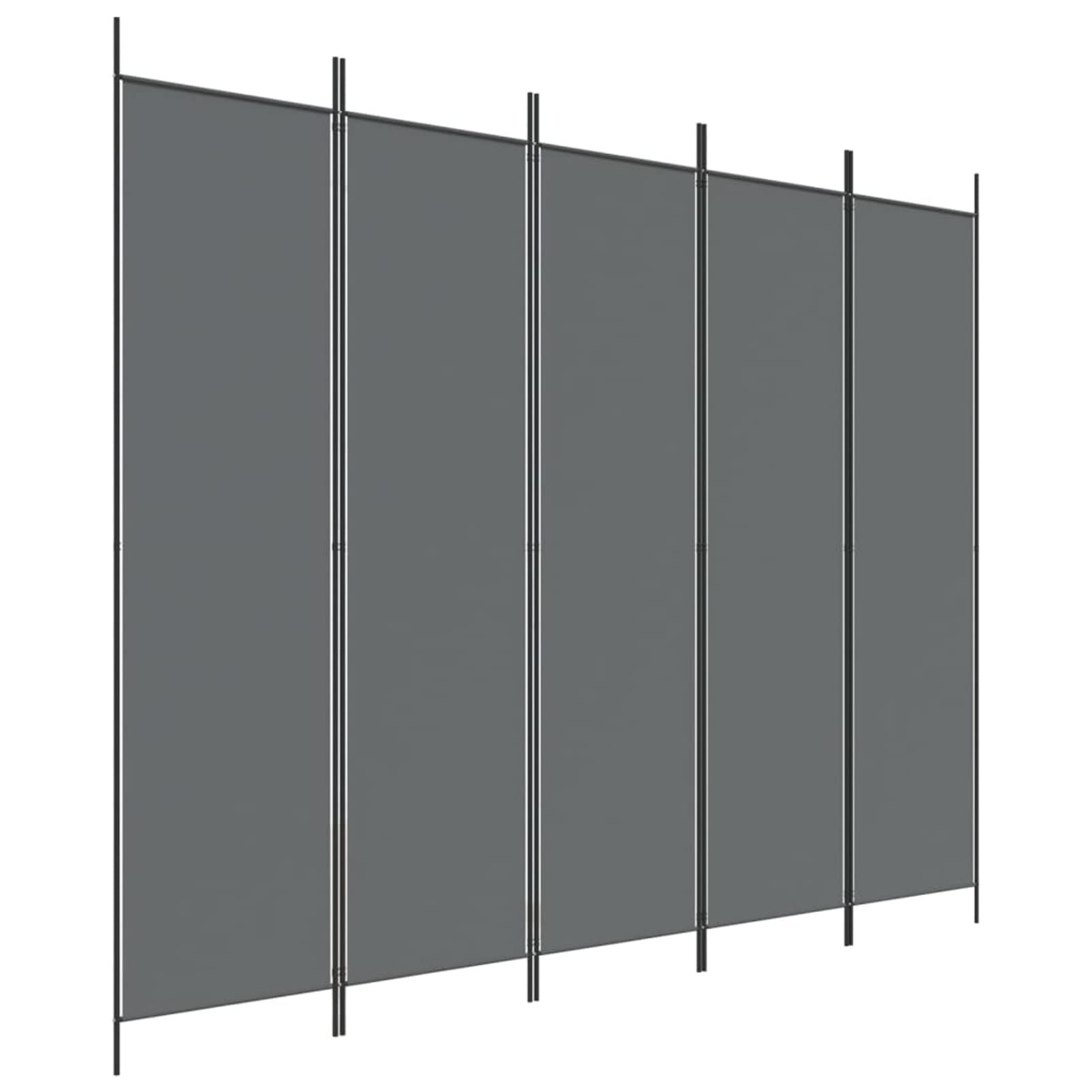 ZHOUMIN Divisorio a 5 Pannelli Antracite 250x200 cm Tessuto h,Pannelli Divisori per Interni,Divisorio per Ambienti,Paravento da Interno
