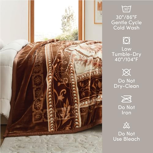 Image of Nestl Korean Mink Blanket King Size - 12 Lbs Velvet Fleece Korean Blanket - 2 Ply Warm & Thick Winter Blanket - Wrinkle & Fade Resistant - 87 x 94 Inches (Brown)