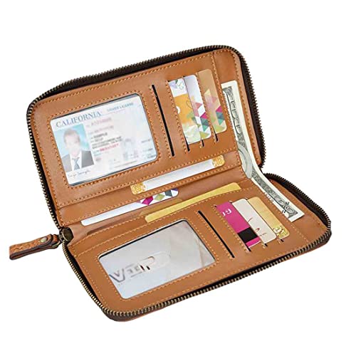 Genuine Leather Purse Phone Bag for Ladies Women Crossbody Wallet with Credit Card Holder RFID Blocking Small, Brown, One Size2