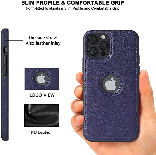 Image of M7 Back Cover Compatible with iPhone 13 Pro Flexible Slim Leather Case for iPhone 13 Pro (Blue)
