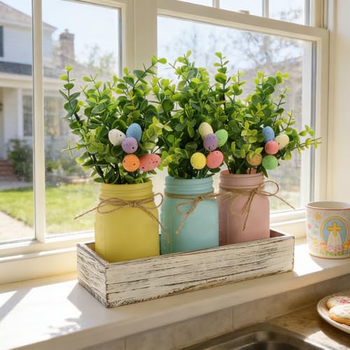 Easter Decorations for Home 3-Pack Mason Jars, Rustic Decorative Table Centerpiece for Easter Celebration & Spring Home Decor by Wironlst - Image 6