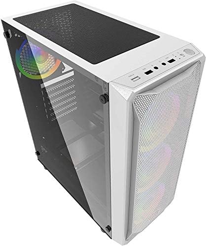 ionz KZ10W PC MID ATX GAMING CASE WHITE ATX TEMPERED GLASS SIDE WITH 2 160MM RGB FANS