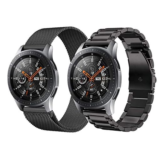 Klockarmband för Galaxy Watch 46 mm/Gear S3 Frontier, 22 mm rostfritt stål klockarmband metallrem nät ögla band armband ersättning för Samsung Galaxy Watch 3 45 mm/Huawei Watch GT 2 – svart