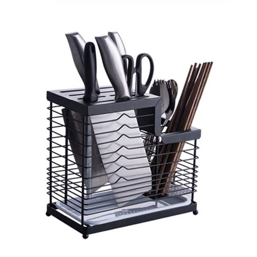 Porte-couteaux acier inoxydable haut de gamme avec socle de vidange pour cuisine moderne
