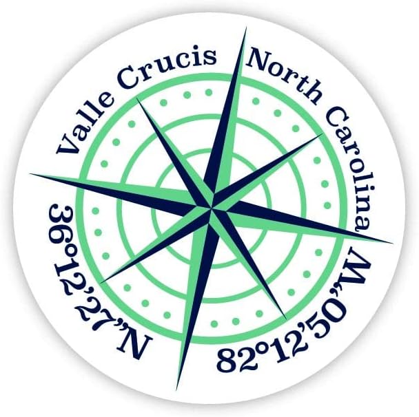Valle Crucis North Carolina - Imán para refrigerador de 4 pulgadas Latitude - Diseño de brújula de longitud