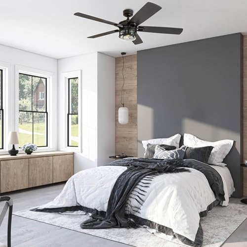 Honeywell Ceiling Fans Bonterra Modern 52 Inch Ceiling Fan with Light, Remote Control Fan, LED Indoor Fan with 5 Blades, Brown Pine and Black Blade Finish Options, Matte Black (50690-01) - Image 8