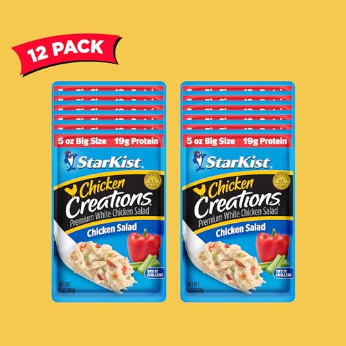 Image of StarKist Chicken Creations Chicken Salad, 5oz Pouch, 12-Pack | 19g Protein Per Serving, Fully Cooked White Meat, Gluten Free, Soy Free, Ready to Eat for Salad and Sandwiches