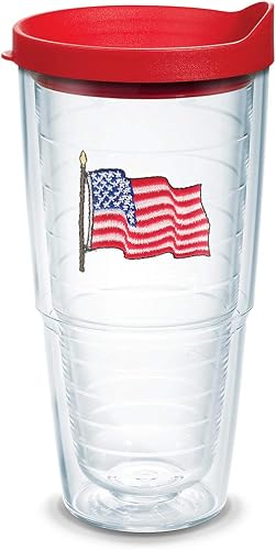 Tervis American Flag Made in USA Double Walled Insulated Tumbler Travel Cup Keeps Drinks Cold & Hot, 24oz, Classic