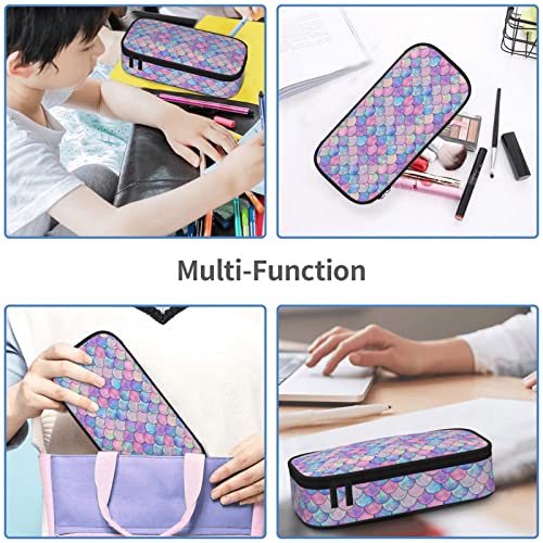 Image of Mermaid Pencil Case for Girls and Kids Cute Pen Box Pouch Large pencil bag with Double Zipper, Portable Pencil Pouch for School Office Supplies