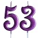 Pink 53rd Birthday Candle, Number 53 Years Old Candles Cake Topper, Woman Party Decorations, Supplies
