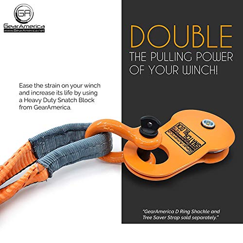 GearAmerica Snatch Block 9Ton | Heavy Duty Winch Pulley System for Synthetic Rope or Steel Cable | Double your Winch Capacity, Extend Life, Control Direction of Pull | Best Off-Road Recovery Accessory