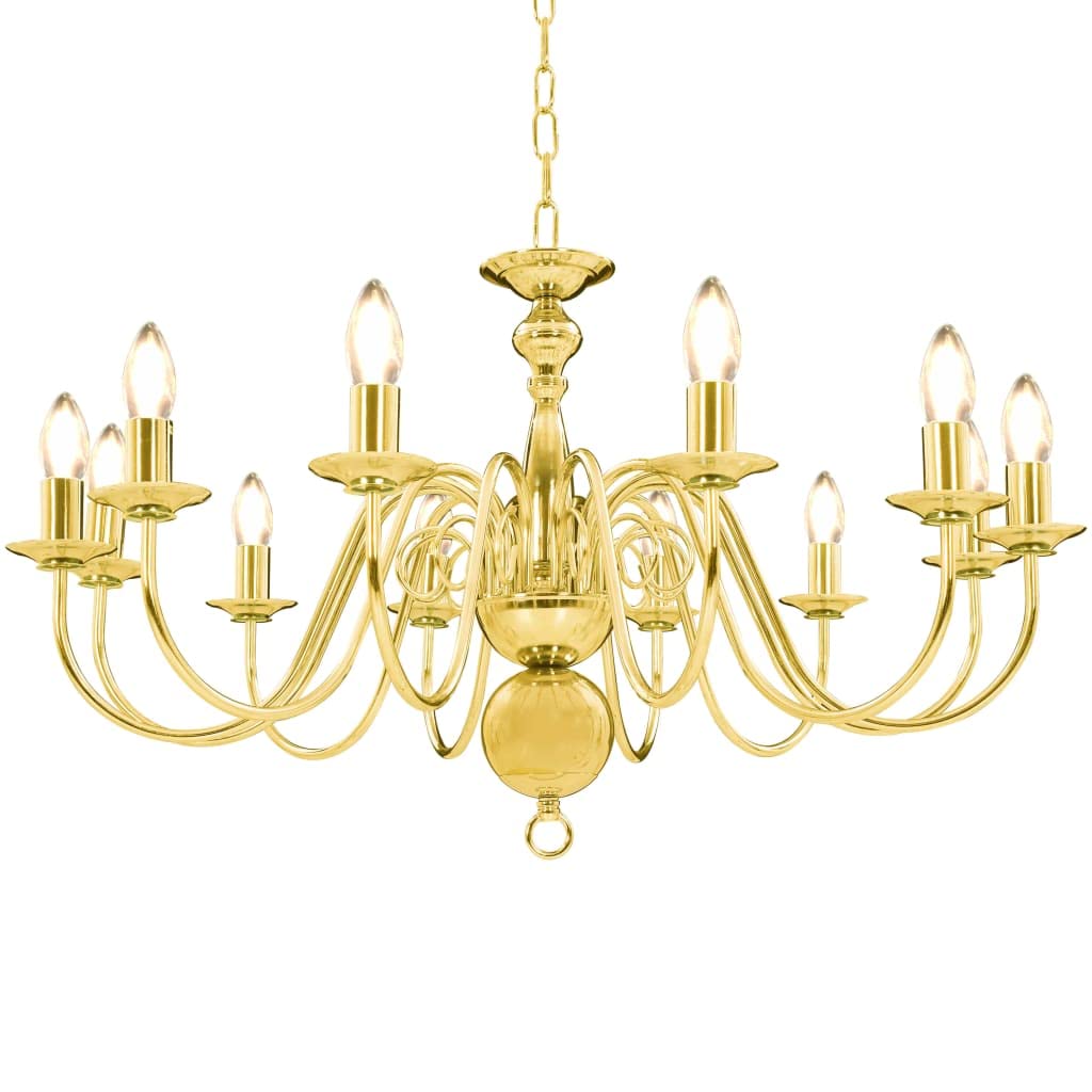 Lustre doré 12 ampoules E14 suspension plafonnier séjour 281623