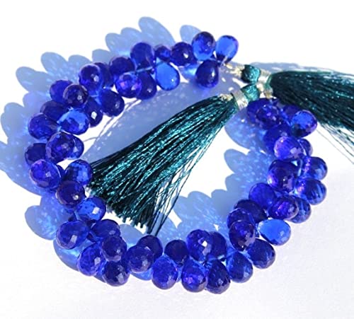 Quartz bleu hydro briolette facettée LKBEADS, perle goutte 11x7-12x8mm en rang 3.5"