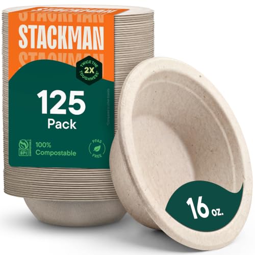 Paper Bowls, 100% Compostable Disposable Soup Bowl...