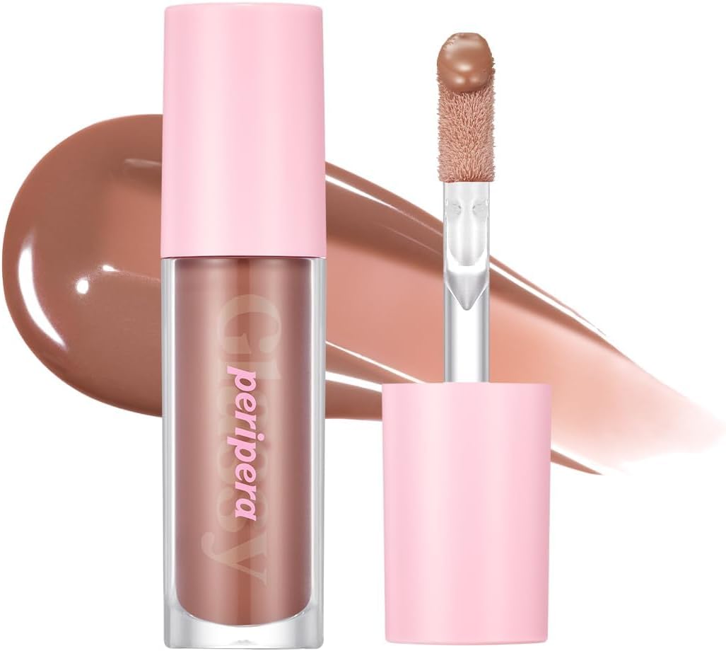 Peripera Ink Glasting Lip Gloss, Non-Sticky, Gloss Shine, 4XL Wand for Easy Application, Korean Lip Gloss, Fuller Looking Lips, Buttery Soft, Long Lasting Lip (002 EDGE NUDE)