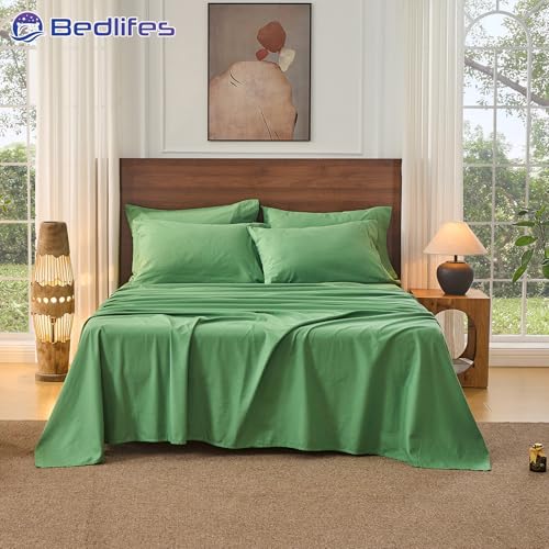 Image of Bedlifes 100% French Linen King Bed Sheet Set - 16 inch Deep Pocket, 4-Piece | Soft & Durable, Breathable & Cooling, Pure Flax Linen, OEKO-TEX Certified, Moisture-Wicking, Easy Care, Machine Washable