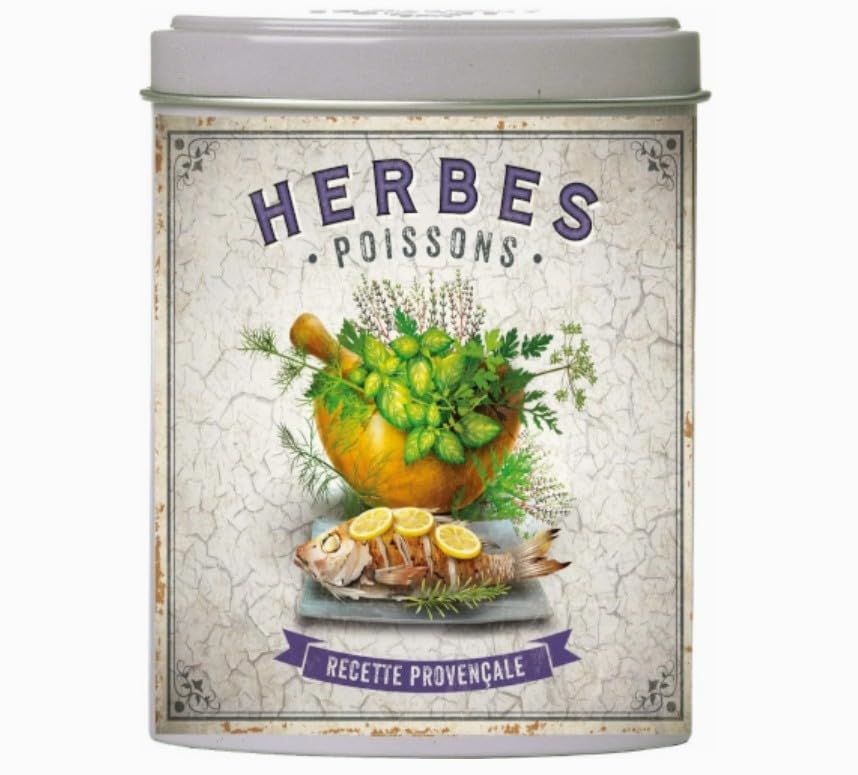 Esprit Provence, Herbes Poissons (French Fish Herbs) in Decorative Tin, 1.41 oz, Imported