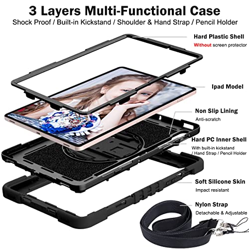 Coque Samsung Tab S8 S7 antichoc rotative 360° à dragonne intégrée