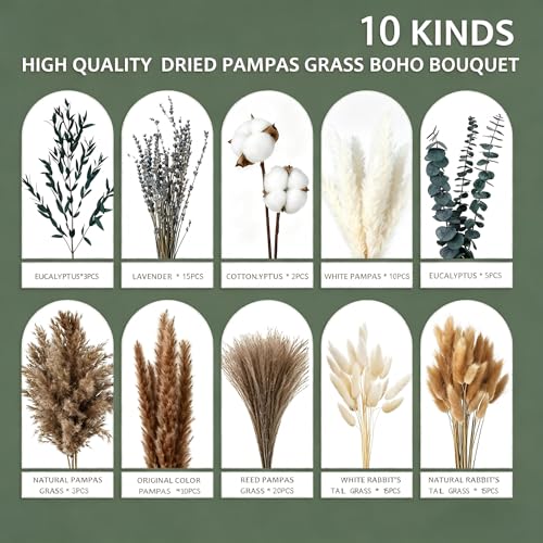 Ramo de flores secas natural, 98 piezas, estilo boho miniatura 7