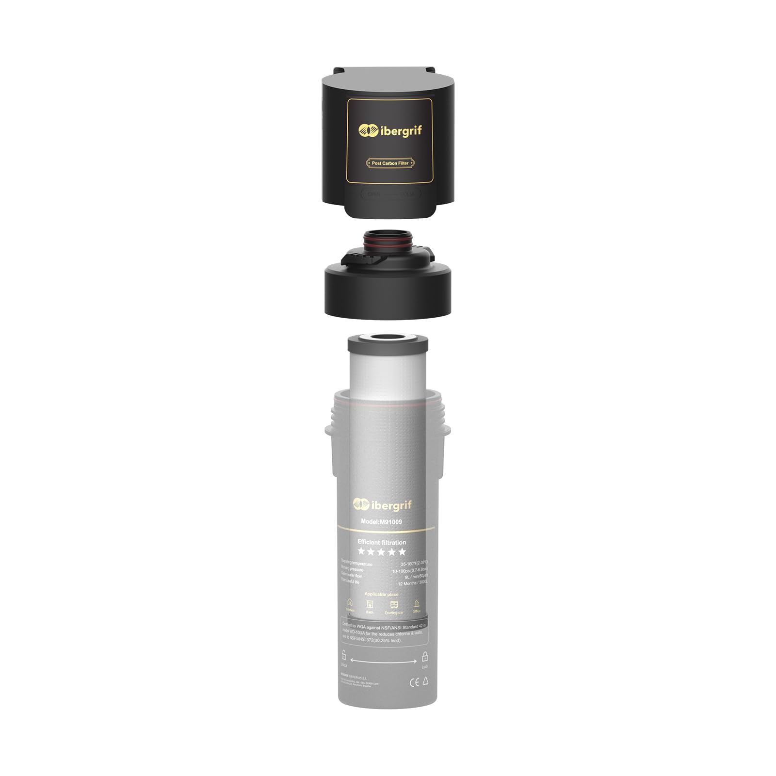 Ibergrif Filtro M91009-1 Compatibile con Sistemi di Filtrazione Sotto Lavello – Filtrazione Multistrato Efficiente per Eliminare Ruggine, Fango e Cloro Residuo, Garantendo Acqua Pulita e Salubre