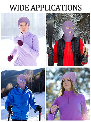 Image of SATINIOR 3 Holes Ski Mask Full Face Cover Outdoor Balaclava Winter Knitted Neck Gaiter for Halloween Sports Cycling