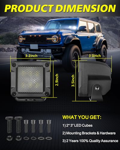 Image of 3 Inch Diffused LED Pods 120W CREE LED Cubes Camper Scene Lights | Diffused Spread Beam, High Intensity CREE LEDs Square LED Cube Lights Backup Reverse Area Lights for Truck Pickup SUV UTV ATV