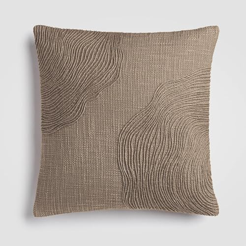 Crane Home Jute Terrain Pillow, Rich Brown with Natural Jute