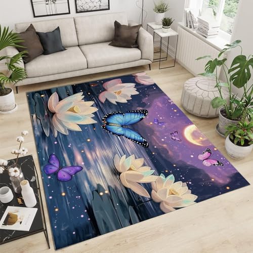 Alfombra con estampado de loto transpirable que soluciona las manchas difíciles 2