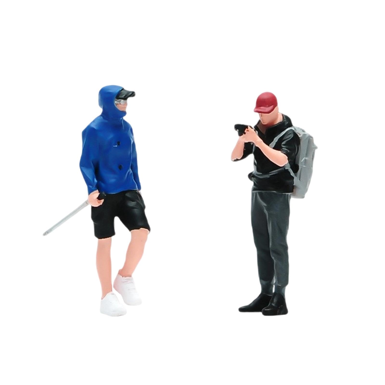 Milageto 2x 1:64 Scale Male Figures People Model Hiking Climbing People Figurines Miniature Figurines for Sand Table Miniature Scene
