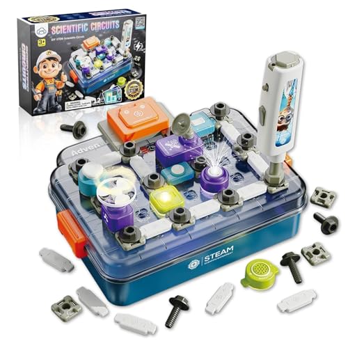 Kit Electrónico para Niños Desde 3 Años, Set Explorador con 58 Piezas + Taladro Eléctrico, Juguete Educativo Stem con Estación de Trabajo de ABS - Regalo Ideal para Jardín Infantil y Hogar