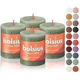 BOLSIUS Rustikale Stumpenkerzen, 2,75 x 8,3 cm, europäische Qualität, natürlich, umweltfreundlich, pflanzliches Wachs, geruchlos, tropffrei, 35 Stunden Party-Dekorkerzen, 4 Stück